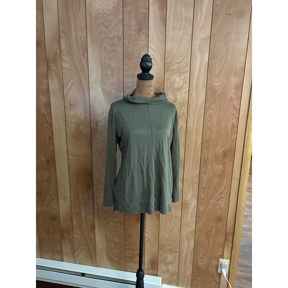 A New Day Women Olive Green Cowl Neck Long Sleeve Top XS Modal Blend Pullover